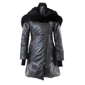 Mackage Black Puffer Coat with Fur Trim